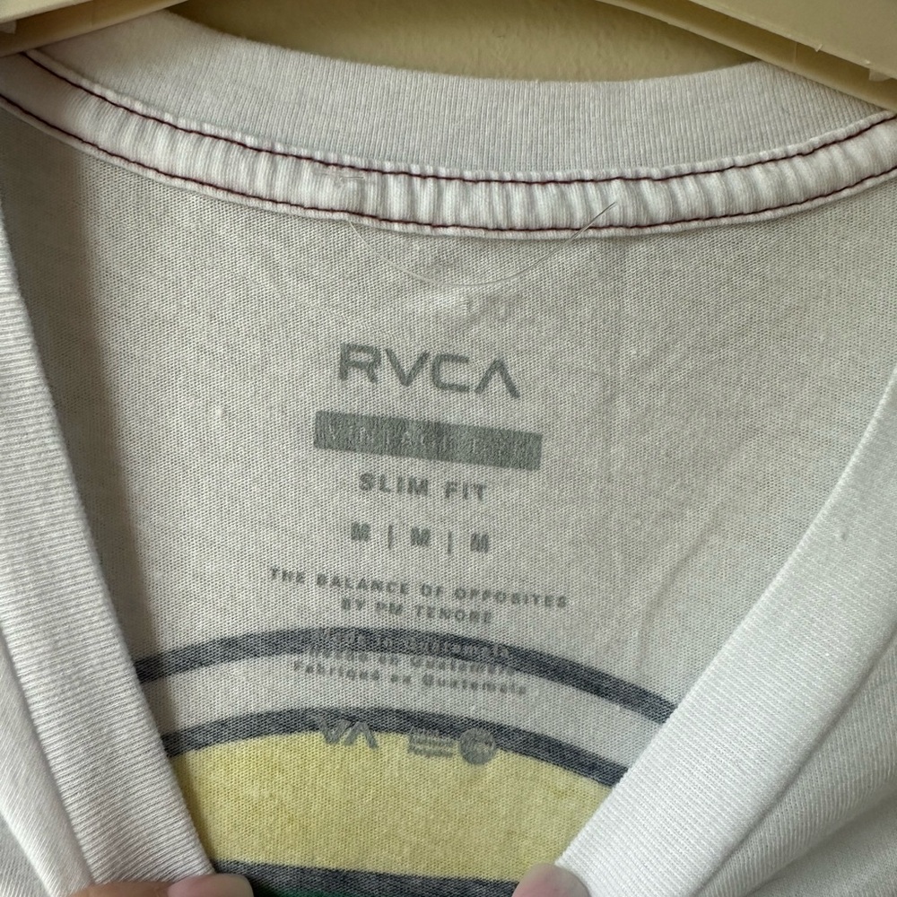 RVCA White Short Sleeve Tee Classic Crew Neck - Picture 5 of 5
